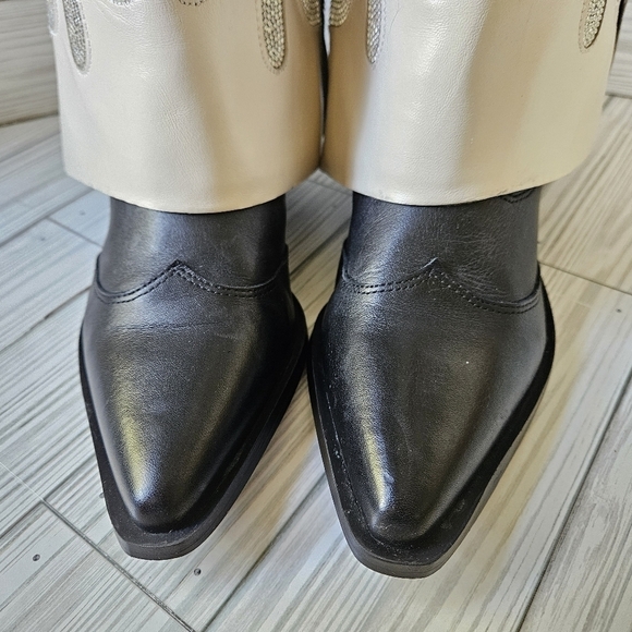 Gianni Bini ConleyTwo Western Rhinestone Flame Foldover Boot in Black Silver Sz6 - Picture 7 of 16